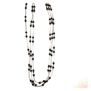 Black and silver three strand necklace